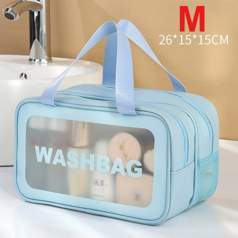 Transparente Kulturtasche mit Nass-Trocken-Trennung, M/L