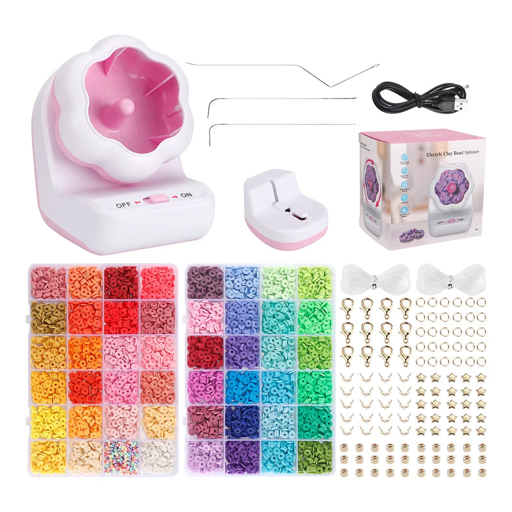Perlenbespannungsmaschine, Spinner für Armbänder, Geschenk für Mädchen, Ton für elektrisch, mit Nadel- und Fadenarmbändern, Halsketten