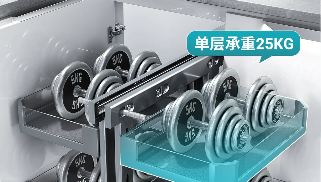 Eckkorb, Küchenschrank, komplett ausziehbar, Aufbewahrungsregal mit zwei Schubladen, Eckkorb