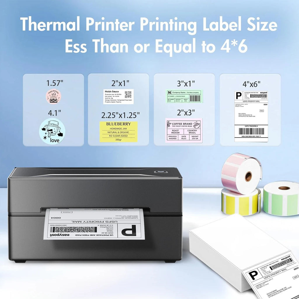 Bluetooth-HD-Drucker D100, Schwarz, tragbarer Thermo-Etikettendrucker für kleine Versandetiketten, kompatibel mit iPhone, Android, Mac, Windows