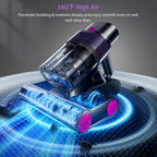 Aspirateur à main 85 000 Pa avec lumière UVC, sans fil, anti-acariens, rechargeable par USB, intelligent, pour le nettoyage du lit