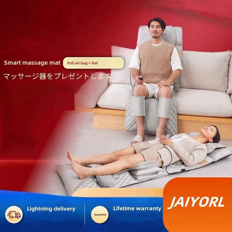 Ganzkörper-Massagematte mit Airbags, Dehnungsheizung, 3D-Entspannung der Lendenwirbelsäule, Rückenmassagegerät, PU-Leder, tragbar und tragbar