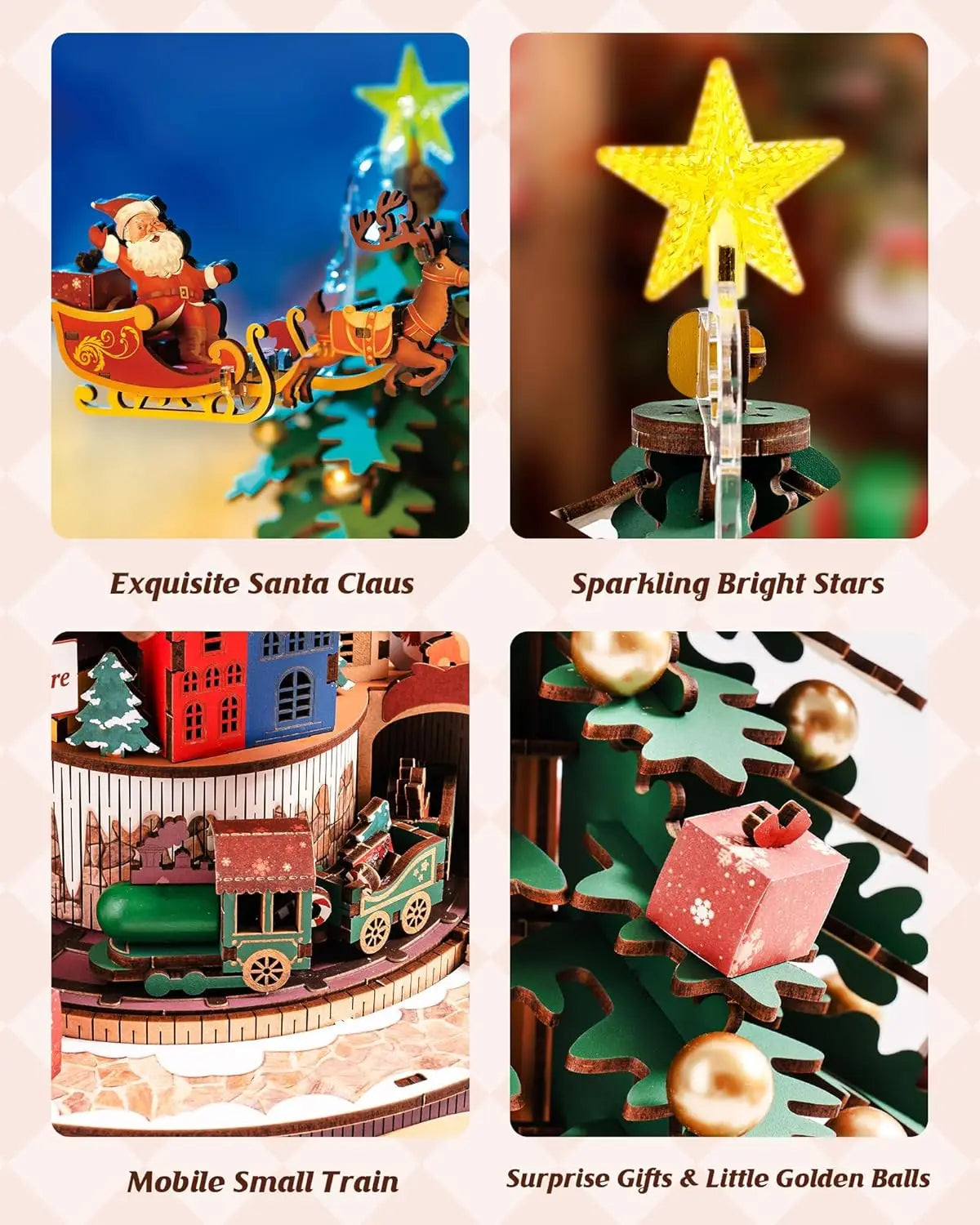 Robotime 3D-Holzpuzzles, Spieluhr, Weihnachtsmelodiebaum, Holzmodellbausätze für Erwachsene zum Bauen, beste Geschenke für Erwachsene und Kinder