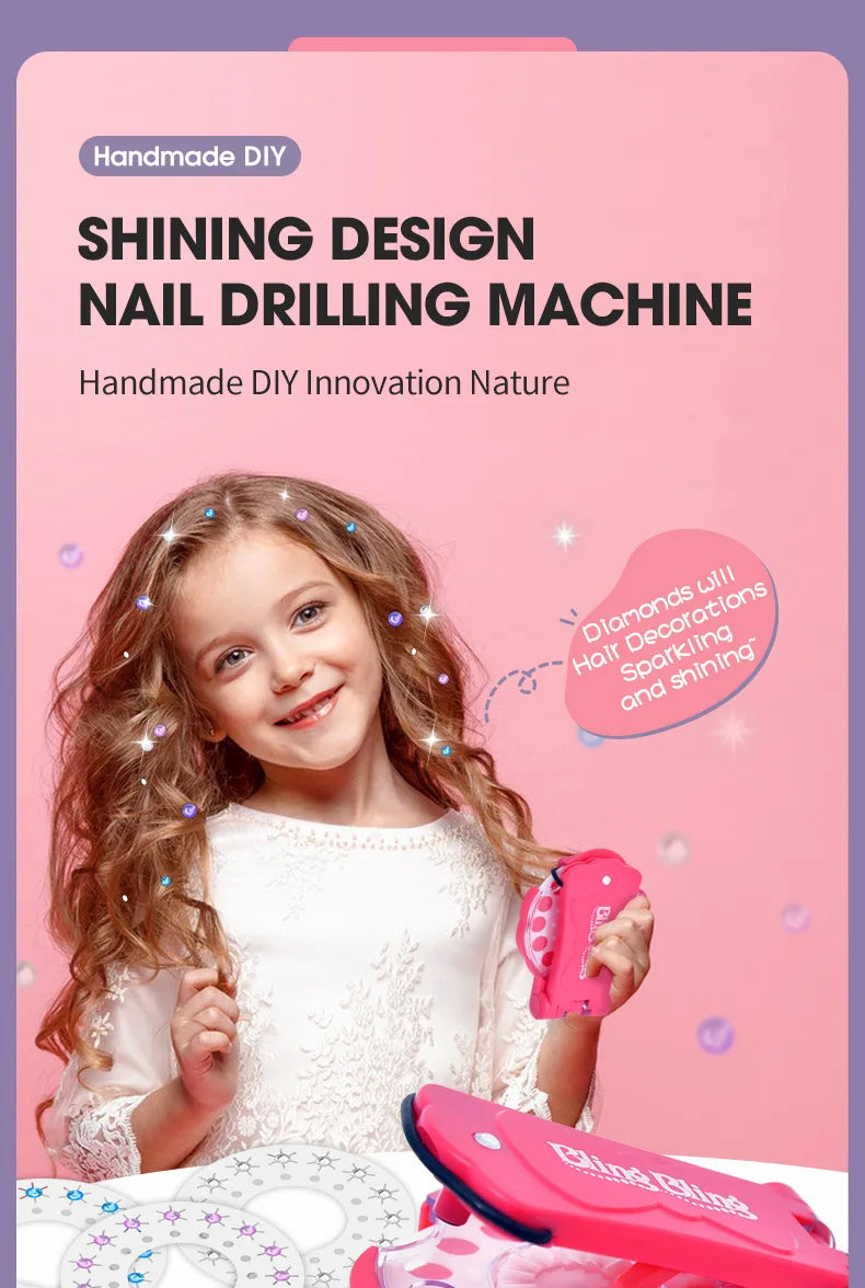 Magie Blingbling Mädchen Haar Diamant Bohrer Maschine DIY Pretend Play Werkzeug kinder Pädagogisches Spielzeug Kunststoff Diamant Aufkleber Ap...