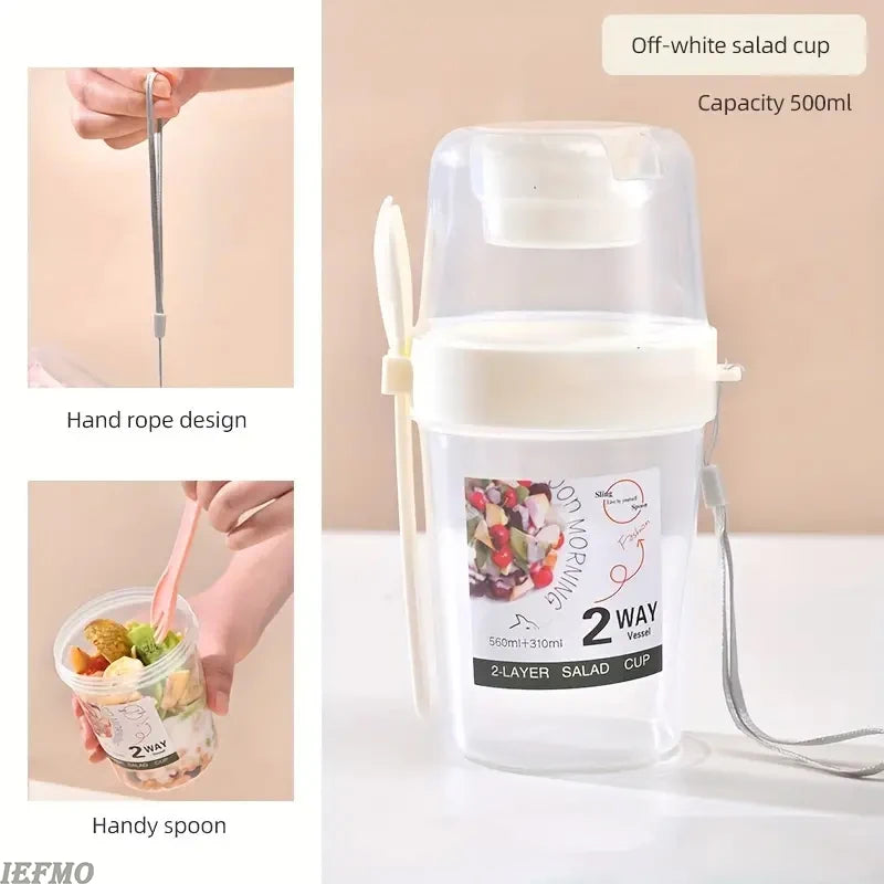 2-Wege-Verschlussbehälter für Joghurt und Müsli – Tragbarer Frühstücksbecher mit Deckel