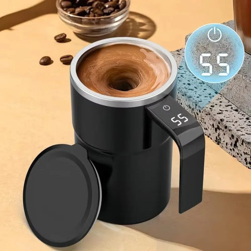 380ML Mini Elektrische Kaffeetasse Rotierenden Mixer Mit Abdeckung Automatische Mischbecher Wärmer LED Temperatur Display