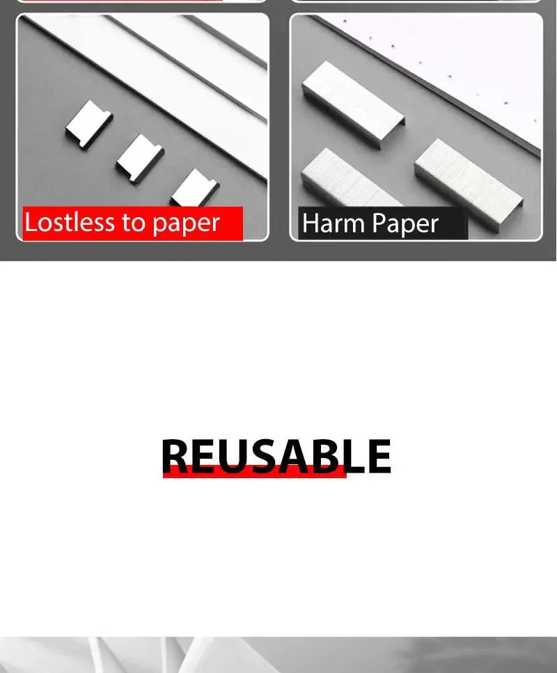 Mini Traceless Wiederverwendbare Hand Klemme Push Hefter Papier Buch Datei Büro Schule Student Binder Bindung Werkzeuge Liefert Zubehör