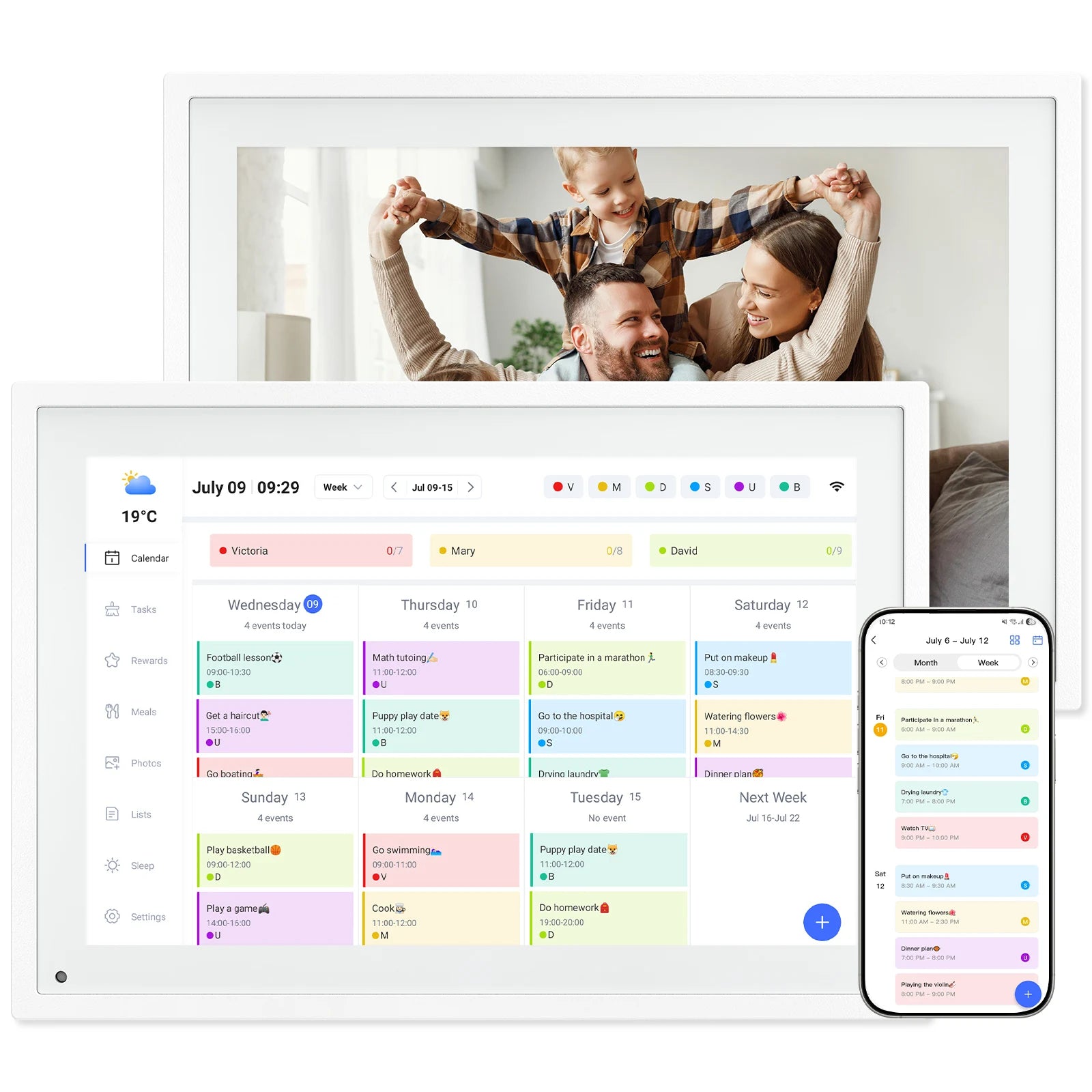 TABWEE P10 10,1 Zoll WiFi-Digitalkalender, intelligentes Touchscreen-Interaktives Display für Familienpläne, Aufgabendiagramm, digitales Foto