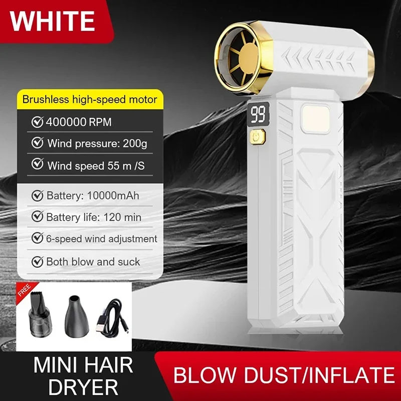 Xiaomi 400000 U/min Violent Fan Leistungsstarkes elektrisches Gebläse Tragbarer Staubreiniger Typ C Aufladung 53 m/s Bürstenloser Turbo-Jet-Lüftergebläse