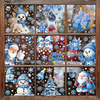 Weihnachten Fenster Aufkleber Winter Schneemann Weihnachtsmann Schneeflocke Elch Statische Aufkleber Glas Ornamente Frohe Weihnachten Dekor