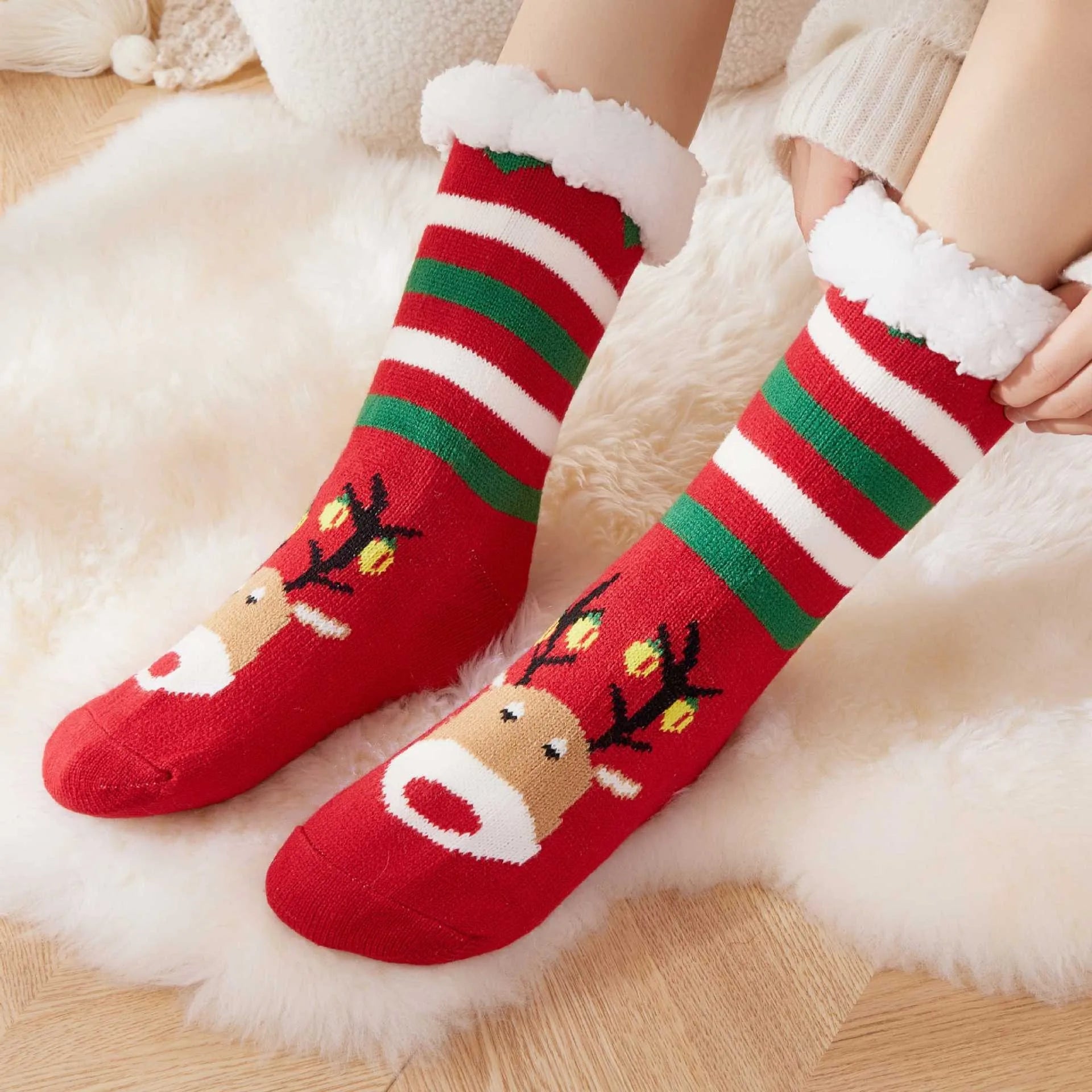 Weihnachten Elch Bodensocken Weihnachten Winter Fleece Schlafteppich Socken Frohe Weihnachten Geschenk Feliz Navidad Frohes Neues Jahr 2026