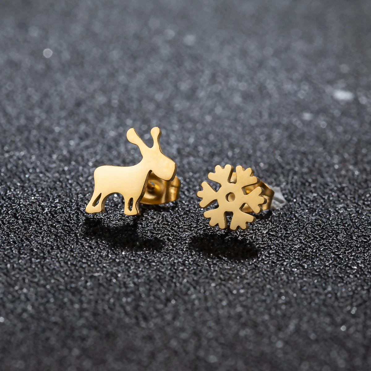 Shuangshuo 1 Paar Ohrstecker mit Schleife, Weihnachtsbaum, Elch, Jingle Bell, für Damen, Edelstahl, Ohrringe, Schmuck, 2025, Weihnachtsgeschenk