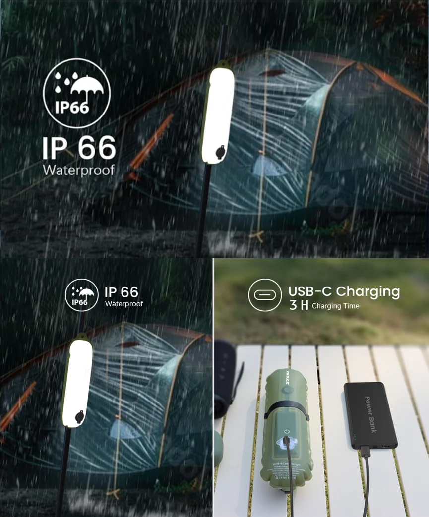 2-in-1-LED-Lampe, 2000 mAh, wiederaufladbar, Notlicht für den Außenbereich, IP66, wasserdicht, aufblasbar, faltbar, magnetisches Fülllicht, USB-Aufladung