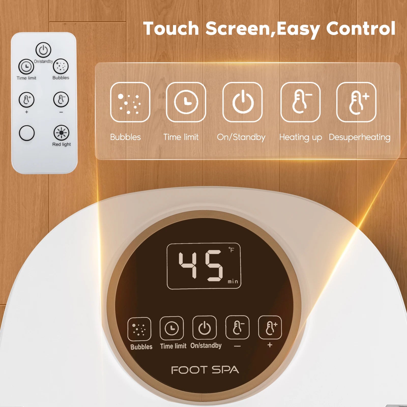 Fußblasenbad mit Massage-Heizfunktion, faltbares Fußmassagegerät, Fußreflexzonenmassage, Timer, mit 16 Shiatsu-Rollen