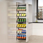 Seitlicher Zugkorb mit hohem Schrank, Kühlschrank-Fugenregal, extrem schmaler Snack-Schrank, Schublade, tiefe Küche, schmale Schränke