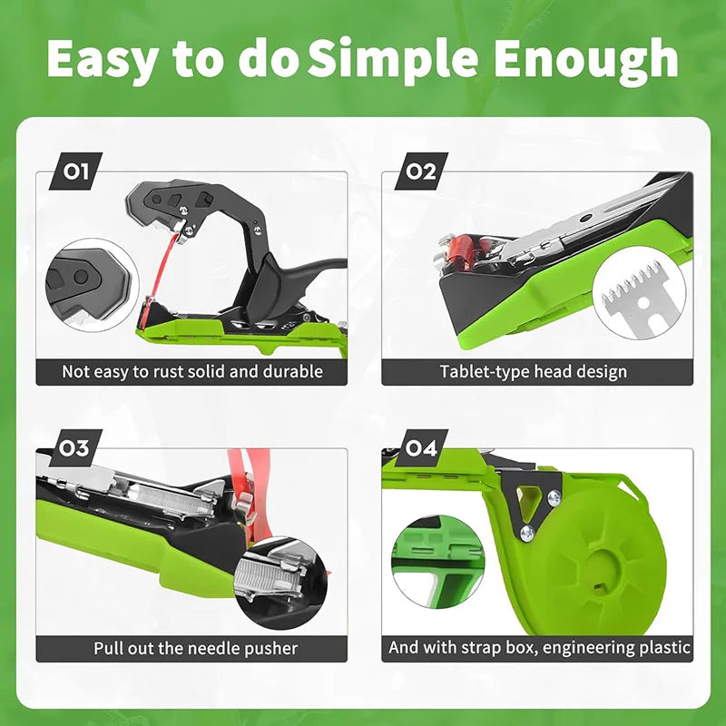 Leichte Pflanzenbindemaschine, Gartenpflanzenrebe, Tapetool für Gemüse, Trauben, Tomaten, Gurken, Pfeffer, Tapener, Bänder, Bindewerkzeug