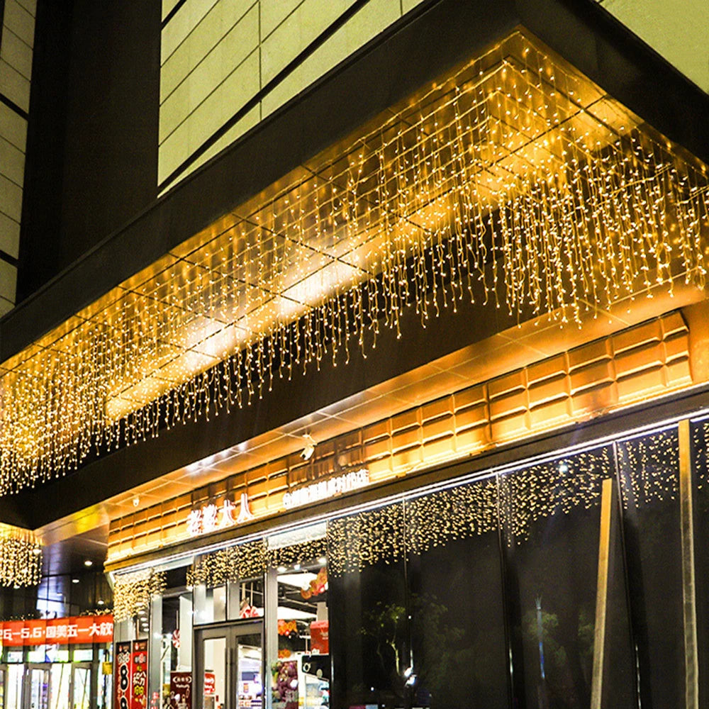 3,5 M-40 M LED Eiszapfen Vorhang String Fairy Lichter Girlande Outdoor Weihnachten Lichter Neue Jahr Geburtstag Hochzeit Straße urlaub Dekor