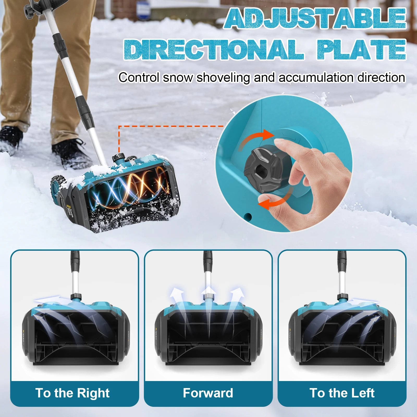 Gisam Akku-Schneepflug, bürstenlos, 33 cm Arbeitsbreite, kabellos, für Straßen und Höfe, kompatibel mit Makita 18V Akkus