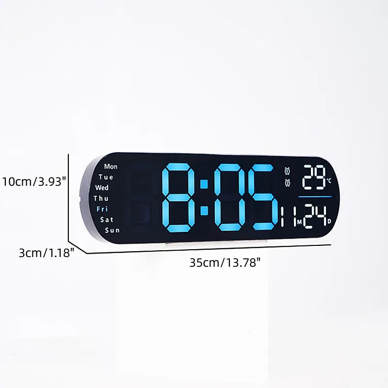 13,78 Zoll Fernbedienung, digitale Wanduhr, Stimmungsbeleuchtung, Timing, Countdown, 2, Alarm, automatischer Dimmer, DST-Stecker, Verwendung, LED-Wecker