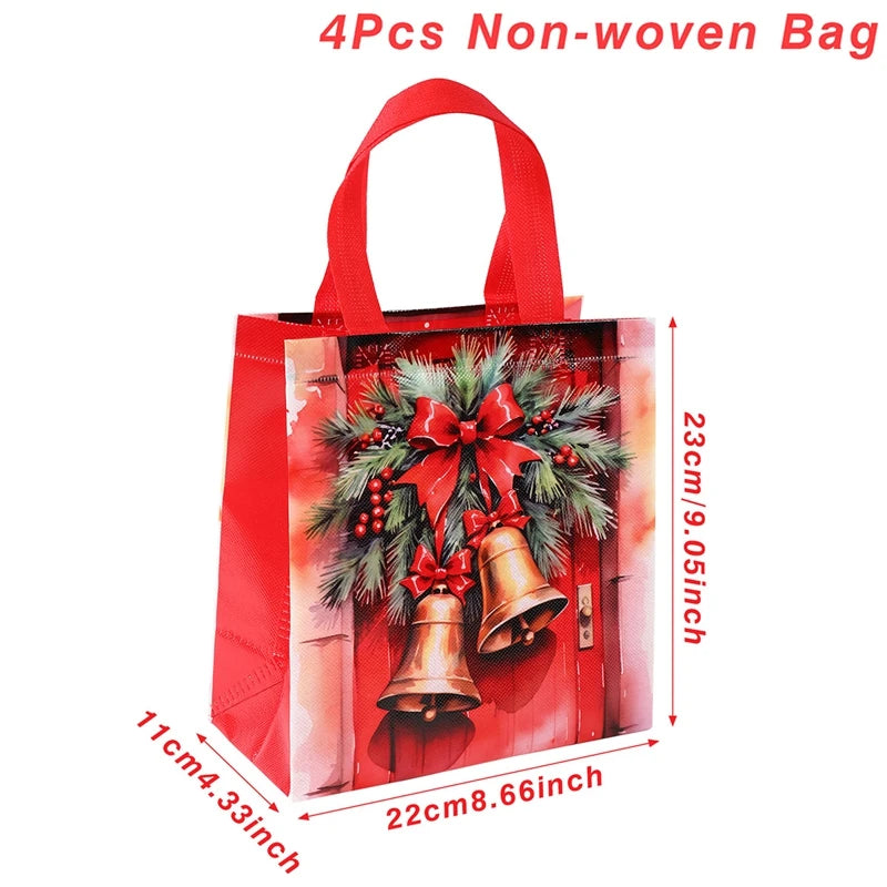 4 stücke Weihnachten Geschenk Taschen Weihnachten Party Dekoration Kinder Gefälligkeiten 2025 Weihnachten Santa Claus Handtaschen Navidad Natal Neue Jahr geschenk 2026