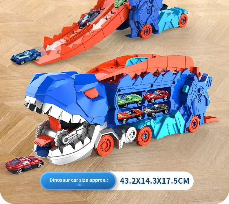 Großer neuer Dinosaurier, der Autos pielzeug isst, transformierbare Lager trägheit gleitendes Auto für Kinder intelligente Motorrad fans