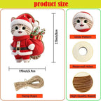 2D Flache 12 Stück Weihnachts-Holzanhänger Kreative süße Katze Mottoparty-Dekorationen Weihnachtsbaum-Anhänger Festliche Lieferungen