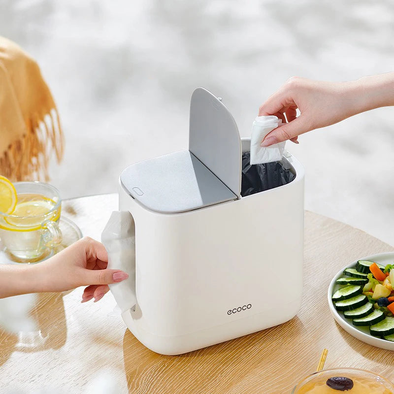Hochwertige Taschentuchbox für Wohnzimmer, multifunktional, mit Schublade und Abfalleimer (2-in-1-Funktion)