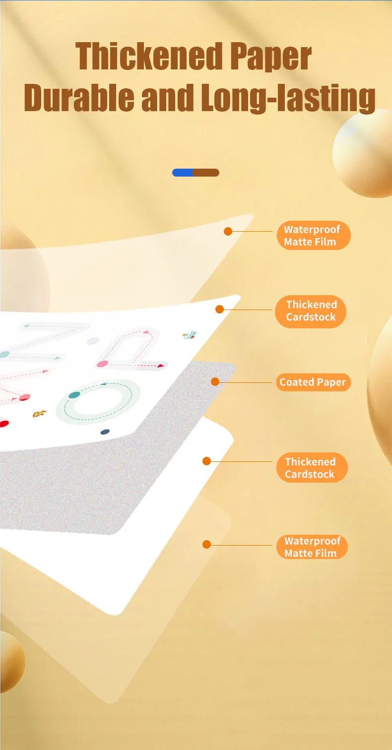 Wiederverwendbares Kinder-Arbeitsbuch-Set mit 34 Seiten und löschbarem Stift – Frühes Lernen der Entwicklung von Schreib- und Zeichenfähigkeiten, Lehrbücher für das Stiftkontrolltraining, innovatives Lernen – perfekt