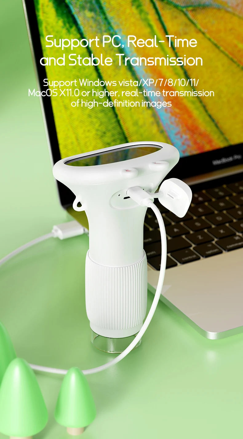 Kindermikroskop, 1000-fache Vergrößerungsmikroskop, 200 Megapixel, mit LED-Foto- und Videofunktion, Lernspielzeug, Wissenschaft für Kinder