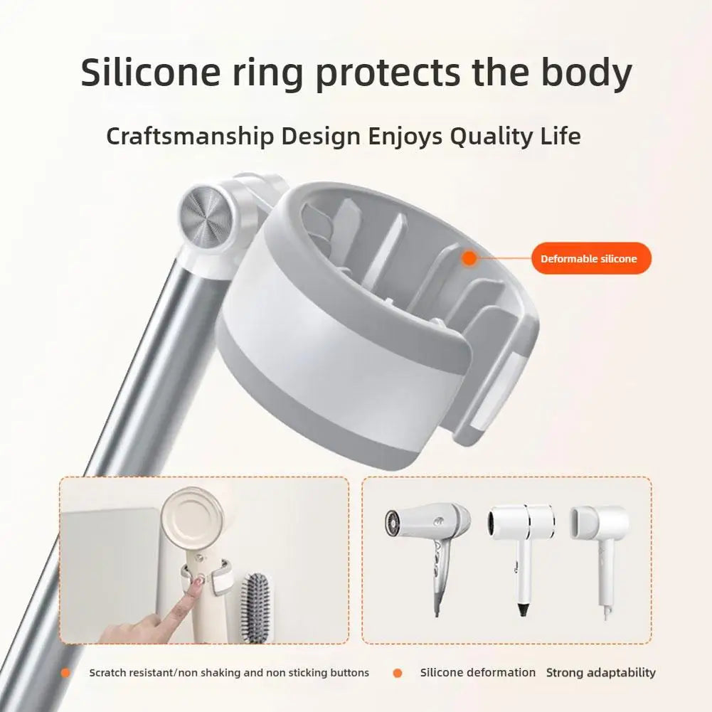 Haartrockner-Ständer, Haartrockner-Halter, Wandhalterung, drehbarer Haartrockner-Rack, stanzfrei, 2025, Haar-Styling-Werkzeuge, Organizer für Badezimmer