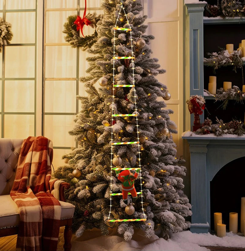 LED Weihnachtsdekorationen Feenlampe LED Leiterlampe mit Klettern Weihnachtsmann Zuhause Outdoor Weihnachtslicht Neujahr Ornamente s