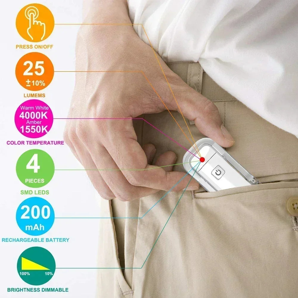Neue USB wiederaufladbare, zusammenklappbare, tragbare Lesebuch-Lichter, Augenschutz, 3 Lichtfarben, einstellbare Helligkeit, Nachtlampe