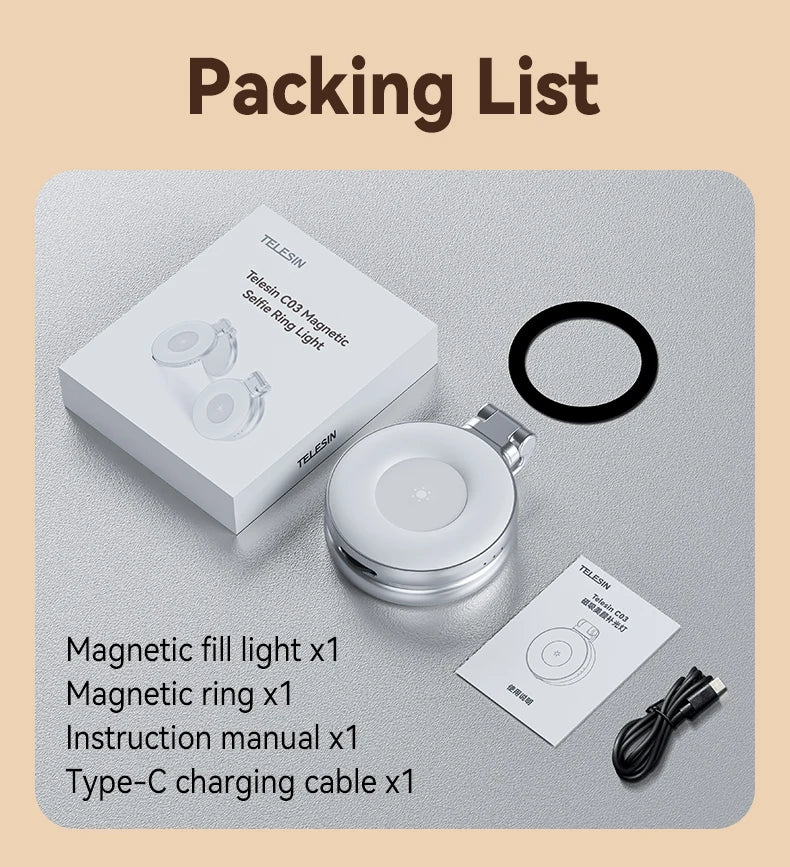 TELESIN- Smartphone Magnetisches Fülllicht, Mini-Selfie-Licht