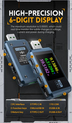 FNB58 USB-Tester, Voltmeter, Amperemeter, Typ C, Schnellladungserkennung, Auslöser, Kapazitätsmessung, Welligkeitsmessung