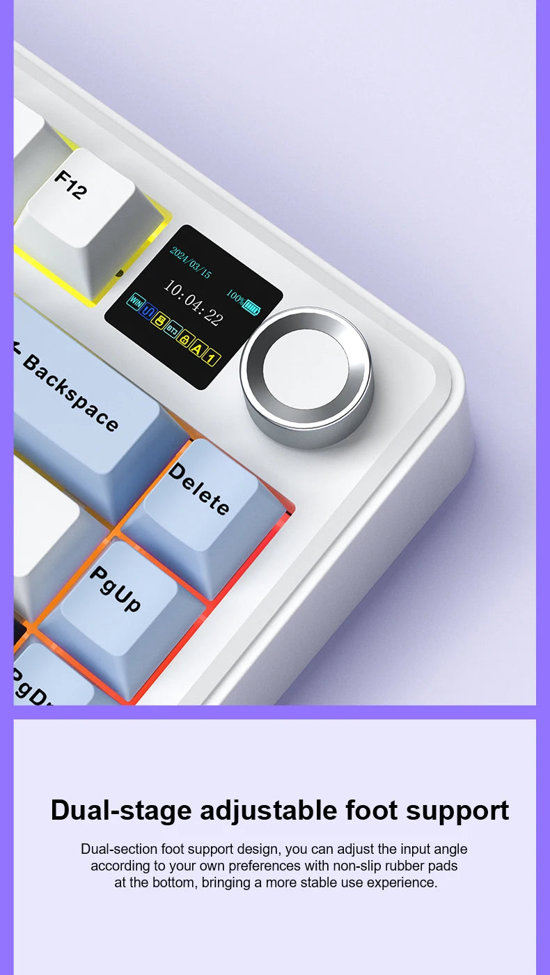 AULA F75 MAX mechanische Gaming-Tastatur, 75 % verkabelt/Bluetooth/2,4 G, Hot-Swap-RGB-E-Sport-Tastatur mit TFT-Bildschirm für PC/Mac ﻿