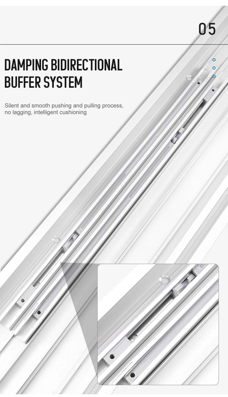 Möbelbeschläge in Sondergröße, Schlafzimmer, Aluminium, eingebetteter Kleiderschrank, Platzierungstür, koplanare Dämpfung, Schiebesystem