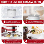 Eismaschinen-Aufsatz für KitchenAid-Standmixer – kompatibel mit 4,5/5QT- und 6QT-Modellen, 2-Liter-Schüssel zur Herstellung von Yogur