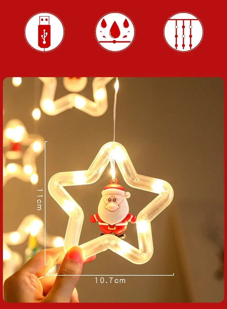 Weihnachten LED Streifen Lichter Zimmer Girlande LED Vorhang Lampe USB-Stecker Weihnachts dekoration Lichter für Schlafzimmer Wohnzimmer Fenster