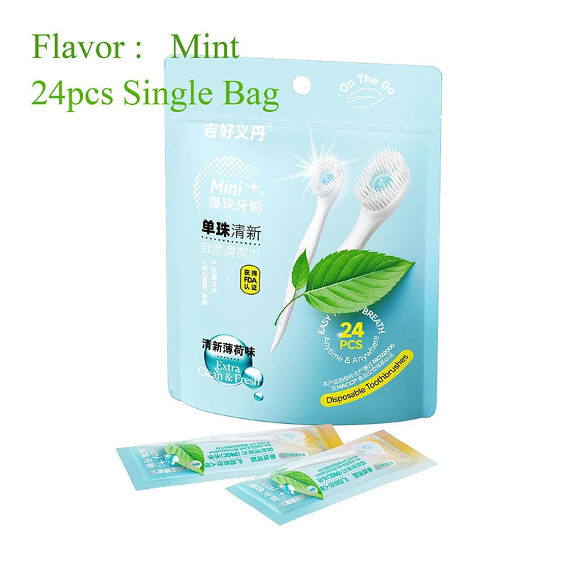 Mini-Zahnbürste mit Mund, Lufterfrischer, Perlen, Zahnstocher und Zungenschaber, 4-in-1, zum Entfernen von Mundgeruch, tragbares Mundpflege-Werkzeug, 1/20/24 Stück