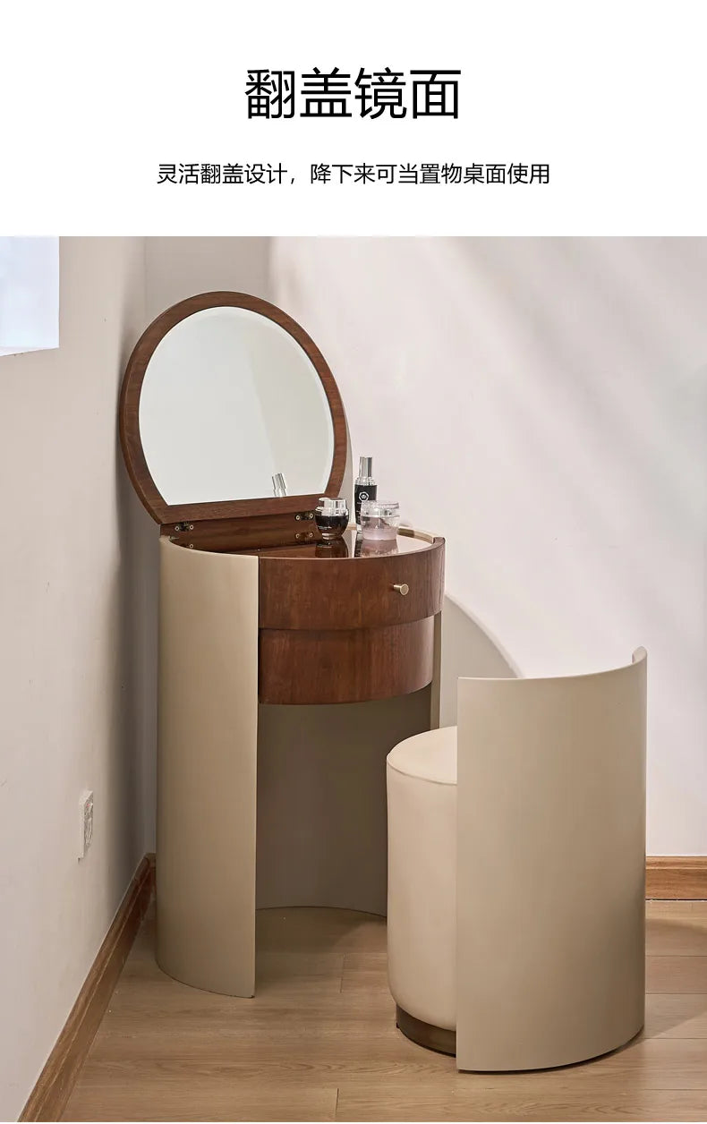 Wohnung Design Schminktisch Runde Luxus Schlafzimmer Set Schminktisch Stuhl Büro Penteadeira De Maquiagem Haus Zubehör
