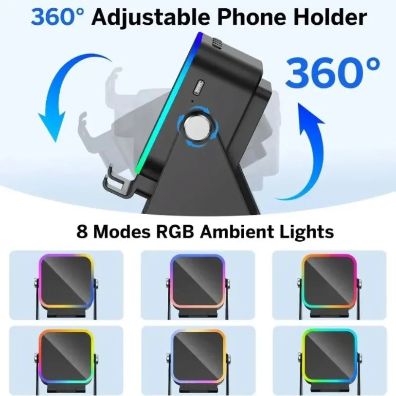 5-in-1 Bluetooth-Lautsprecher mit Smartphone-Halterung & RGB-Licht – HIFI, Induktion, Bluetooth 5.3