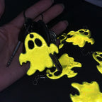 10 STÜCKE Nacht Reflektierende Schlüsselanhänger, Niedliche Geisterform, Nachtwarnung Doppelseitige Reflektierende Rucksack Anhänger, Geschenke