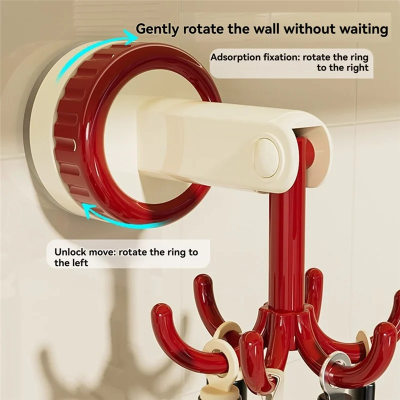 GOOD-360 Grad drehbarer Klapphaken, selbstklebende Saugnapfhaken, drehbarer Küchenutensilienhalter, Schwarz