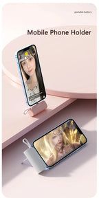 5000 mAh Kapsel Mini Power Bank für iPhone 14 Samsung Huawei Xiaomi Tragbares Ladegerät Powerbank mit Telefonhalter Ersatzakku