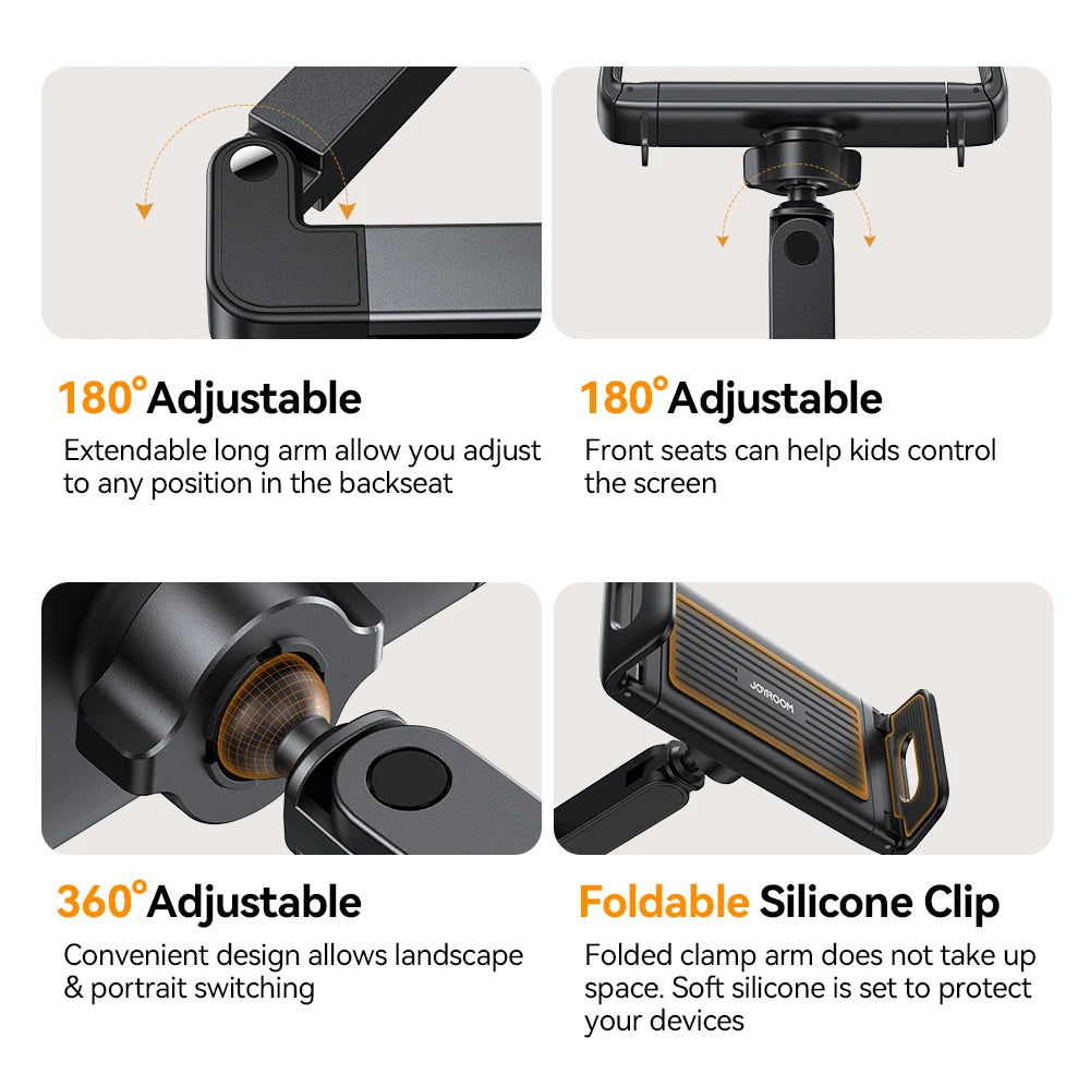 Joyroom Auto-Rücksitz-Tablet-Halter, 3-in-1, dehnbare Kopfstütze, Tablet-Halterung für iPad Air/Mini, Samsung Tab 4,7–12,9 Zoll Geräte