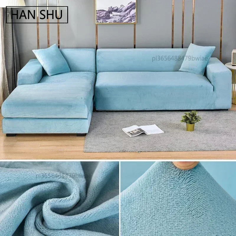 Samt-Sofabezug, dick, elastisch, 1/2/3/4-Sitzer-Sofabezug für Wohnzimmer, Samt-Plüsch, L-förmiger Ecksofa-Couchbezug