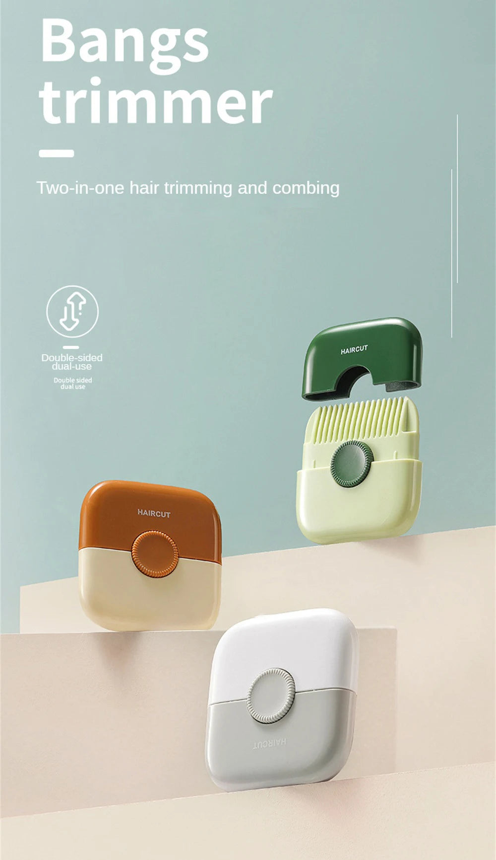 2-in-1-Baby-Haarschnitt- und Friseurkamm zum Trimmen von Pony und gebrochenem Haar, Pony-Trimmer, manuell, tragbar, für Kinder