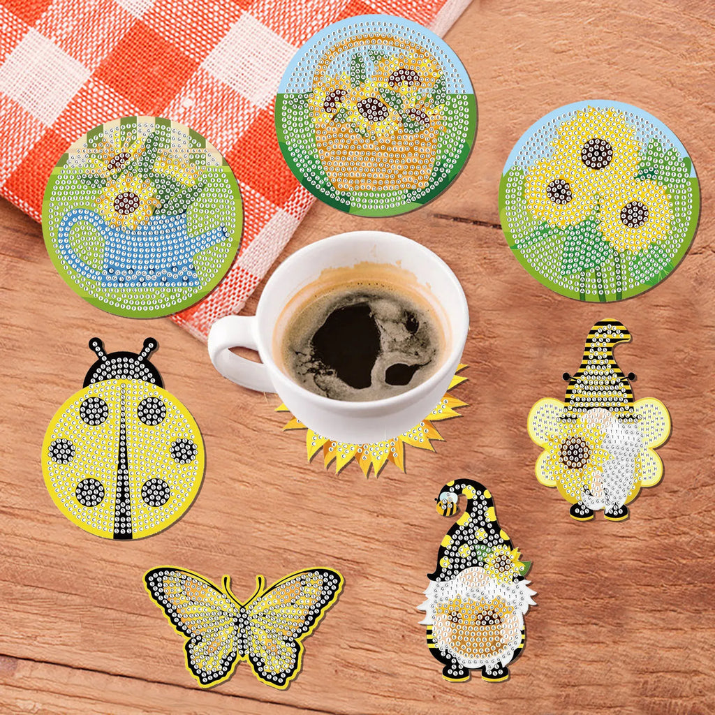 8-teiliges DIY-Diamant-Malerei-Kunstset mit Weihnachtsmotiv, Handwerkskunst, rutschfeste Untersetzer aus Holz ohne Klammern