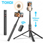 TOKQI C10 Selfie Stick Stativ – 1,83m / 72 Zoll, Bluetooth, Aluminium | iPhone & Android