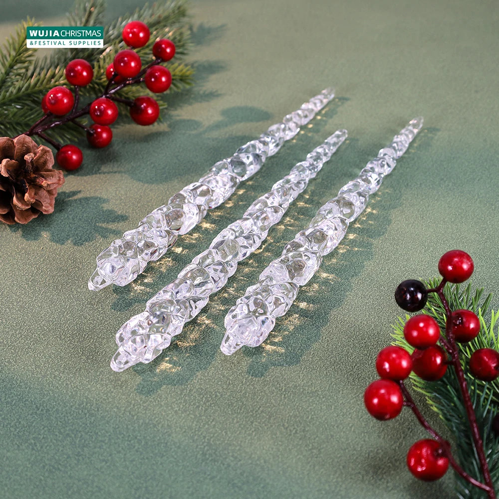 10 stücke Weihnachten Dekoration Acryl Klar eiszapfen Simulation Eis Weihnachten Baum Hängende Ornamente Winter Party Neue Jahr Decor Liefert
